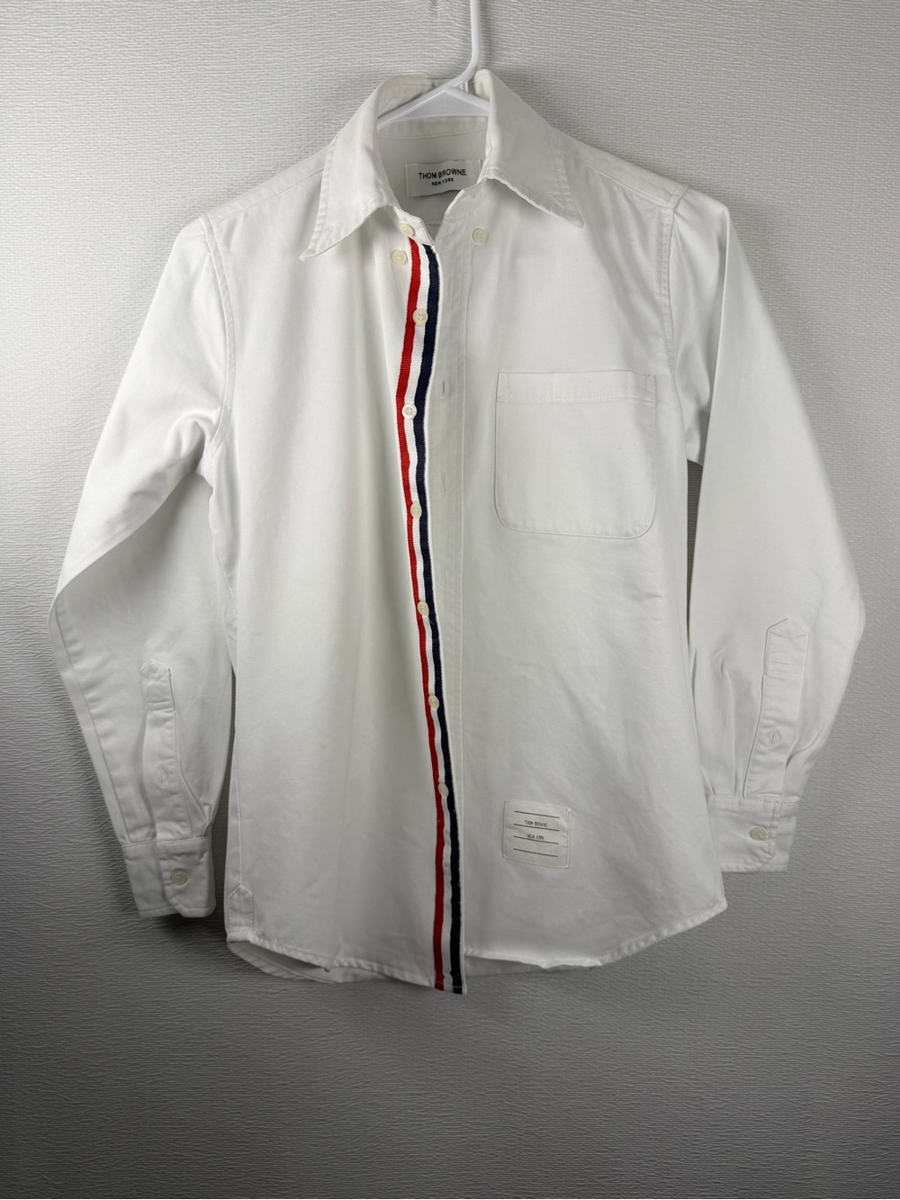 Thom Browne White Oxford Grosgrain Placket Shirt Women’s Small